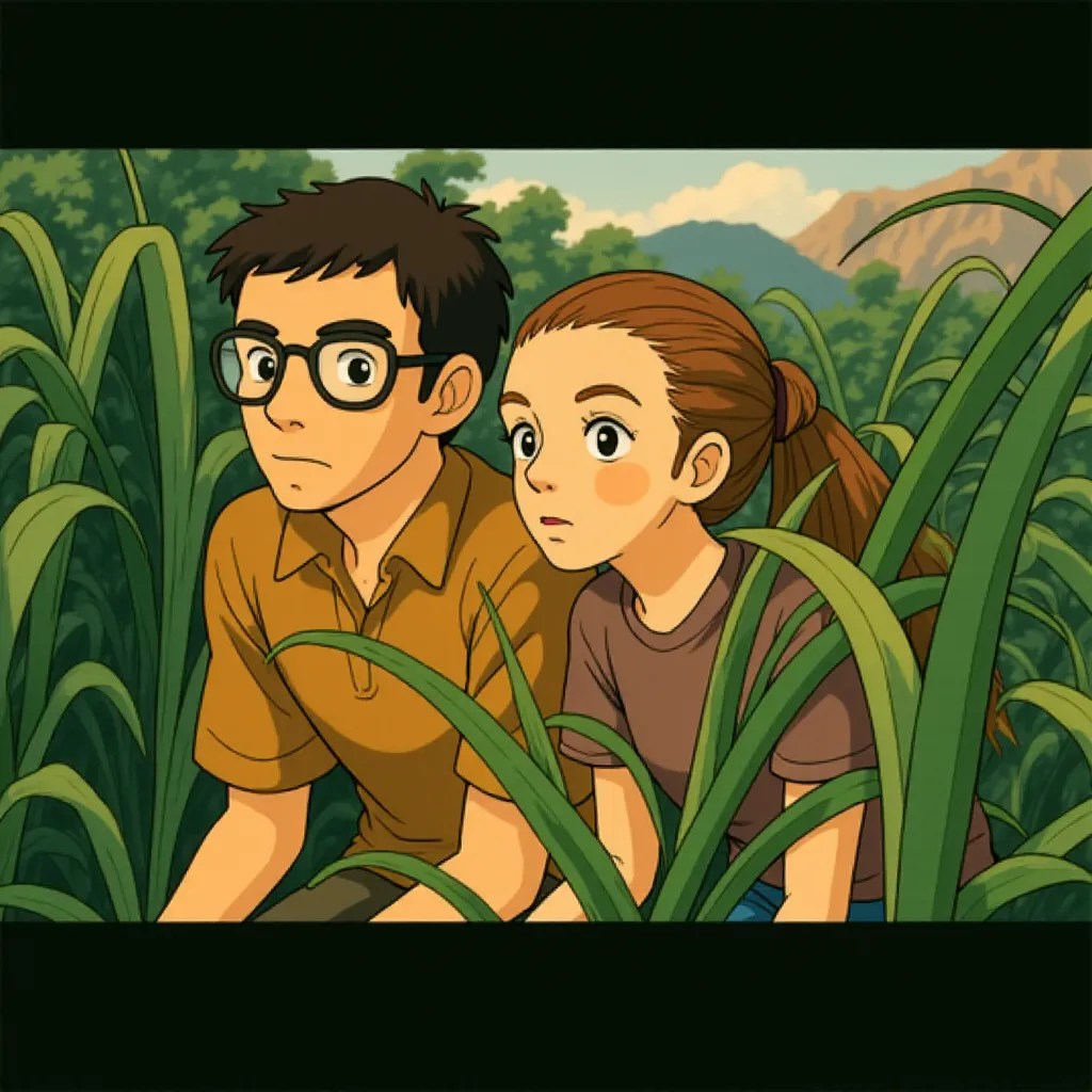 Jonathan Bailey and Scarlett Johansson in Jurassic World: Rebirth (2025) - Ghibli style