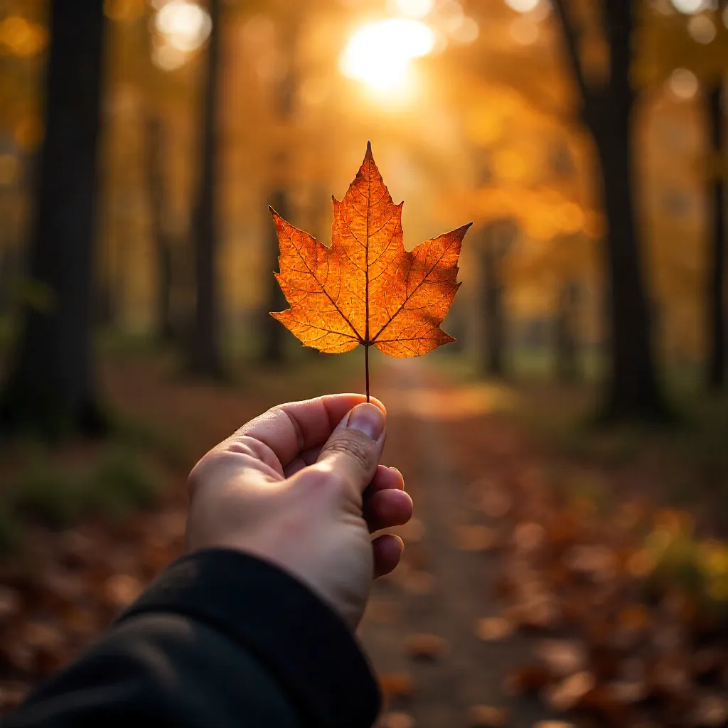 Anonymous Autumn Leaf Among Blurred Forest