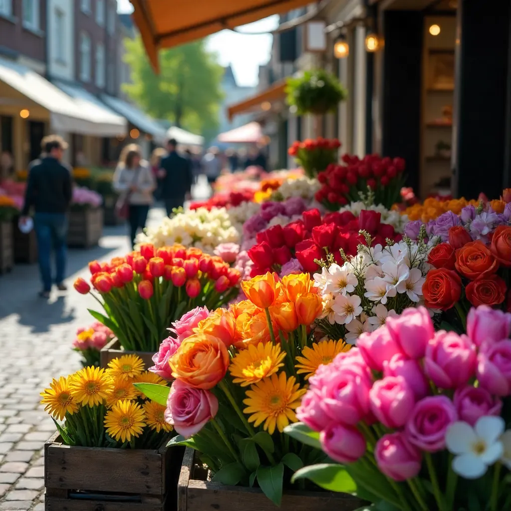 Vibrant Flower Stalls at The Hague Market
