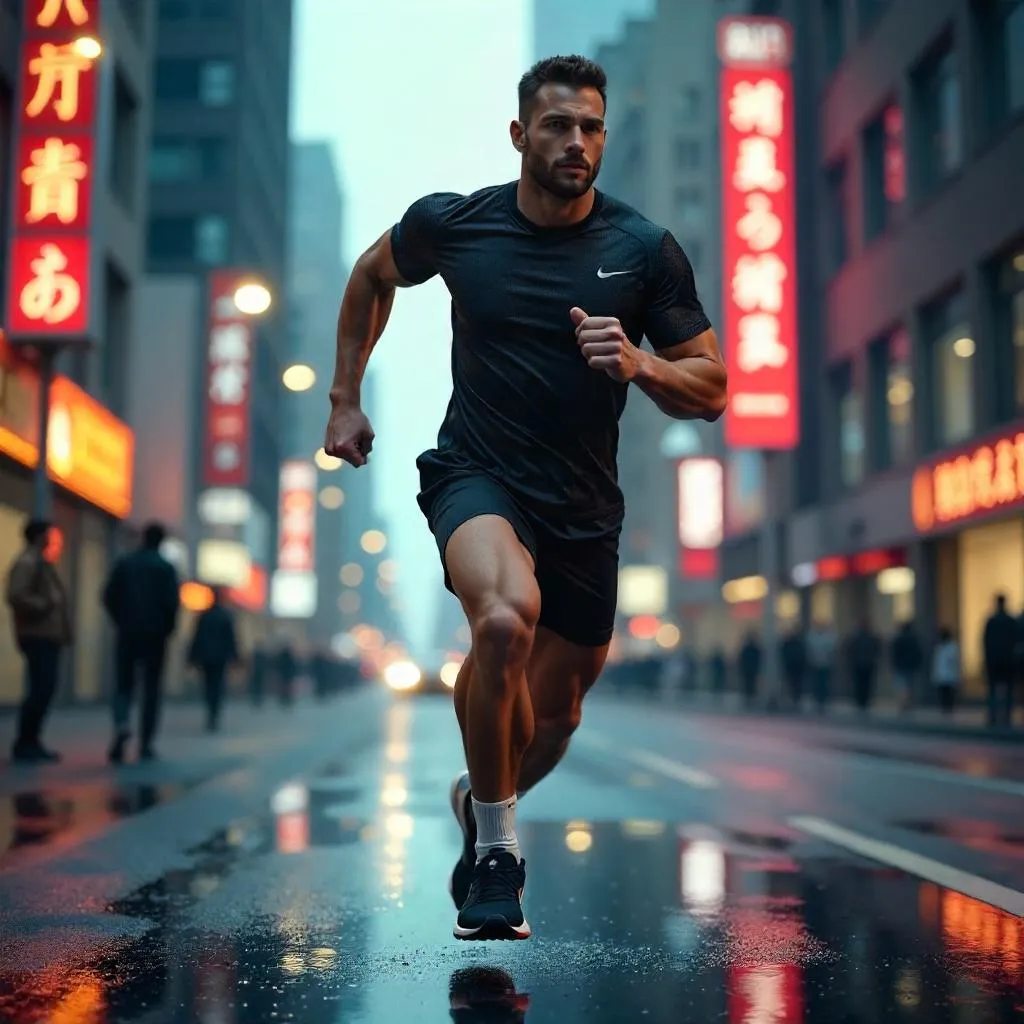 Dynamic 3D Render: Athletic White Man on a City Street