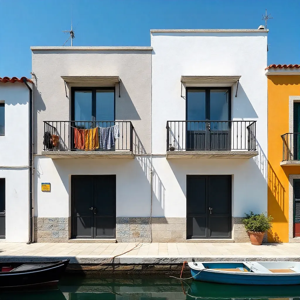 Sunny Contemporary Aveiro Facade with Clothesline