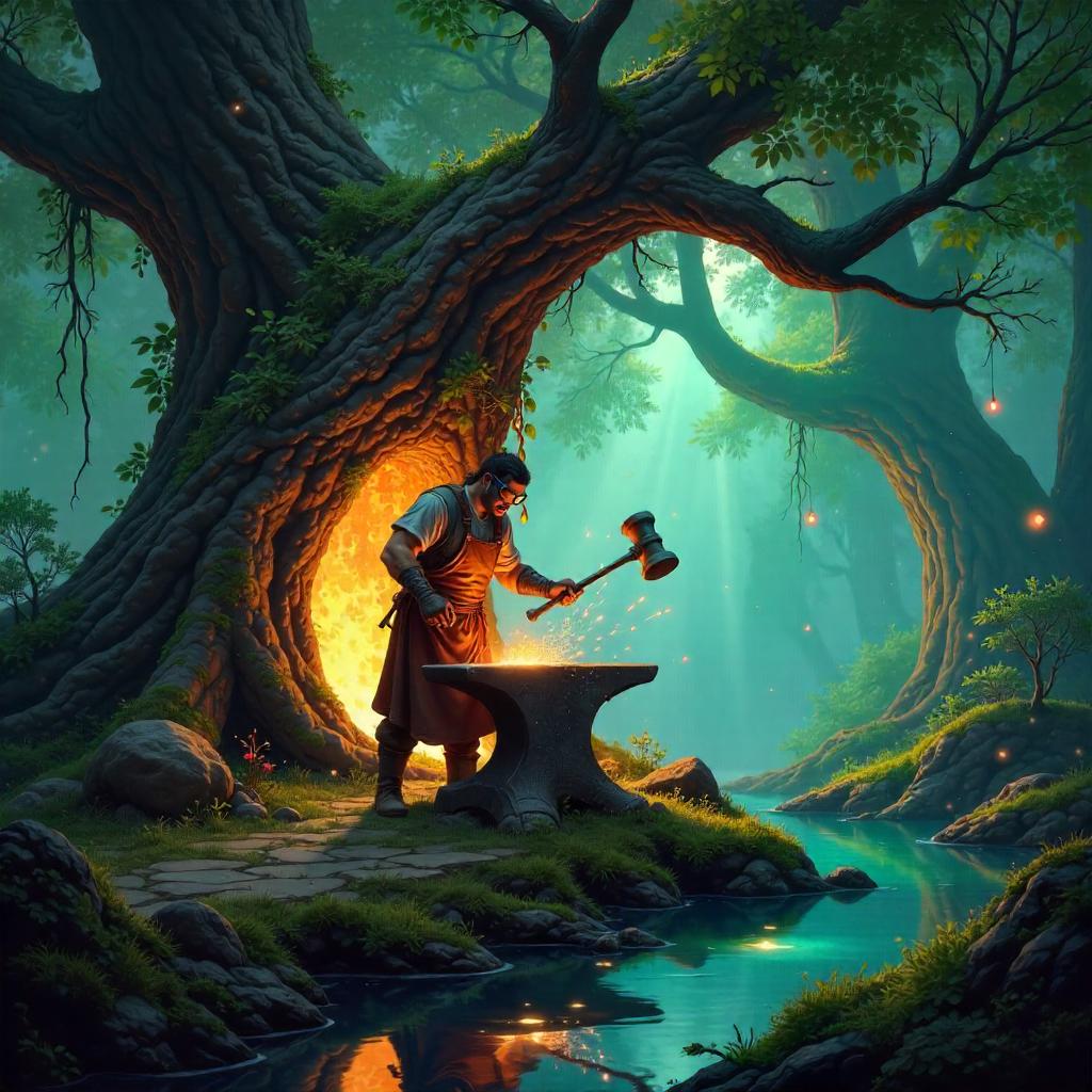 Mystical Forest Blacksmith - Concept Art