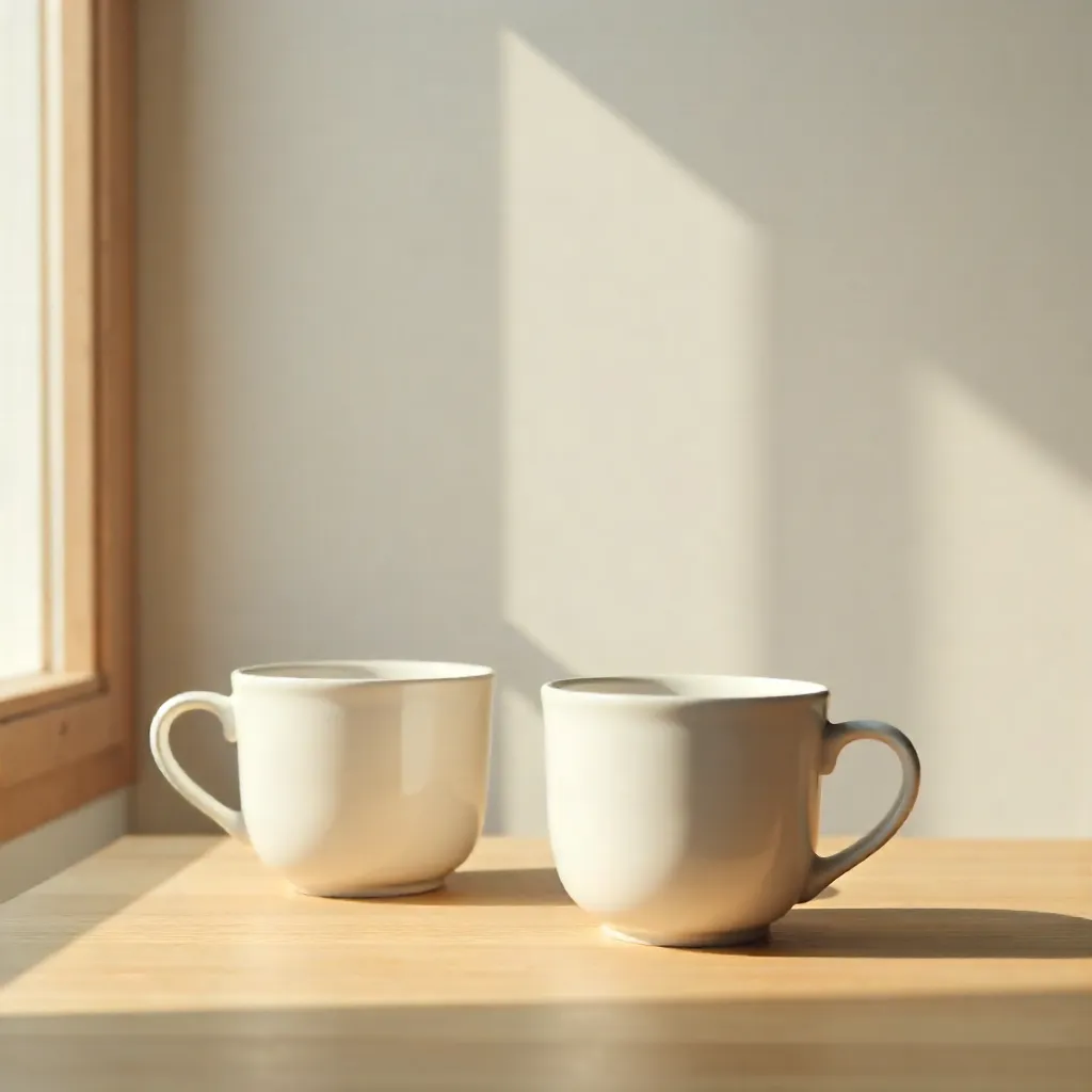 Elegant Minimalist Ceramic Cups in Quiet Light