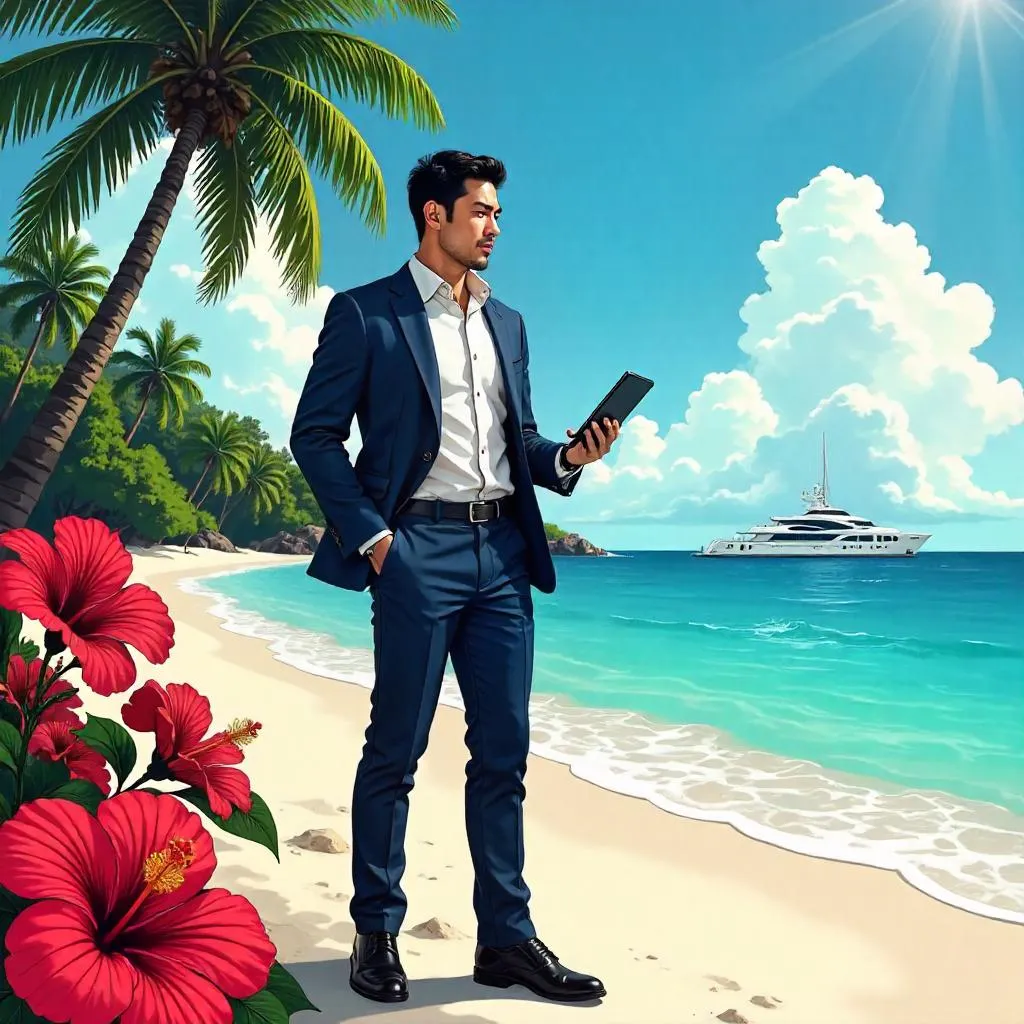 Executive in Paradise: Comic Book Style