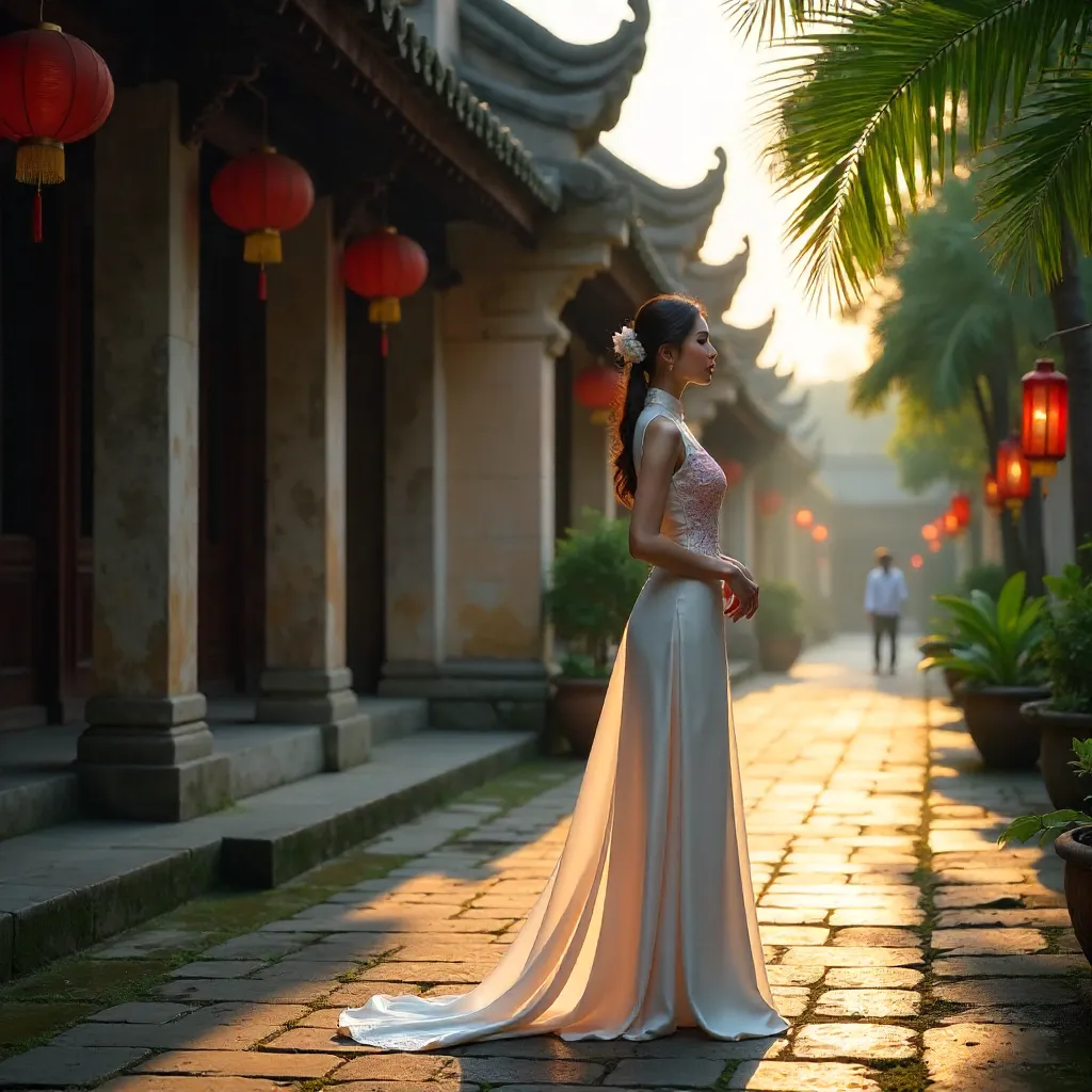 Ao Dai at an Ancient Temple in Hội An