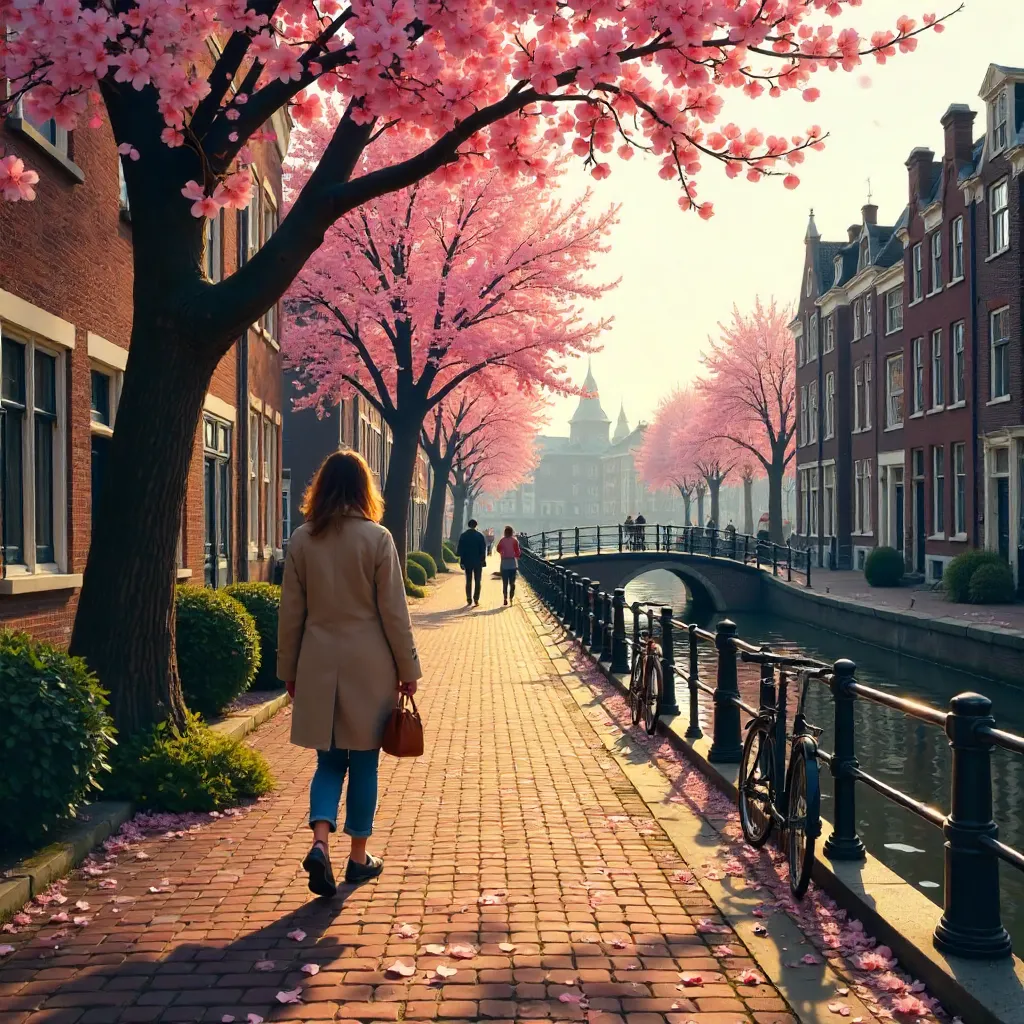 Spring stroll in Leiden under blossoming trees