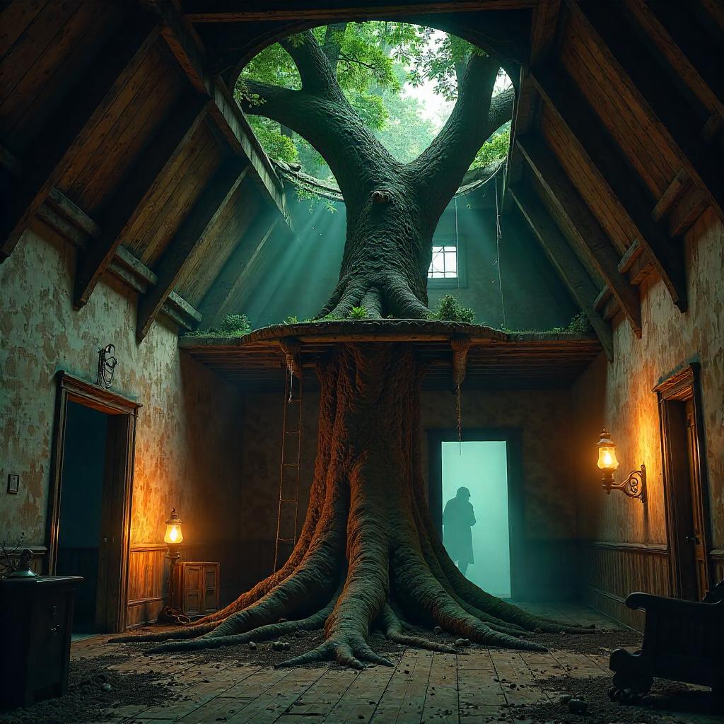 Haunted Treehouse Inside a Dilapidated Mansion - 3D Render