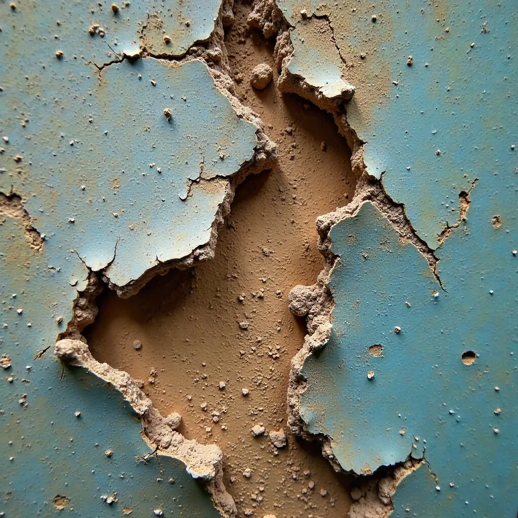 Macro Close-Up: Peeling Paint on Weathered Wall