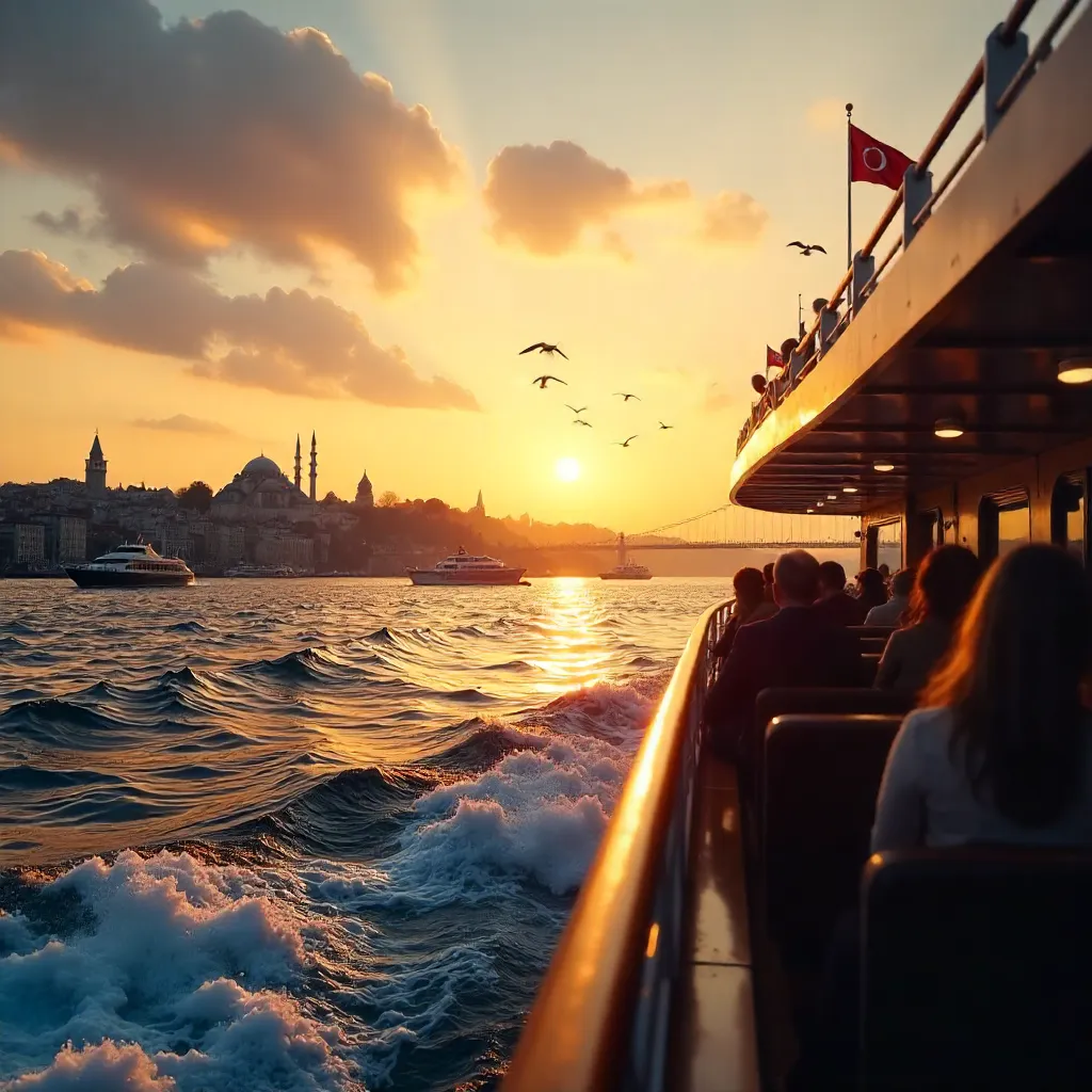 Sunset Over Istanbul from a Bosphorus Ferry