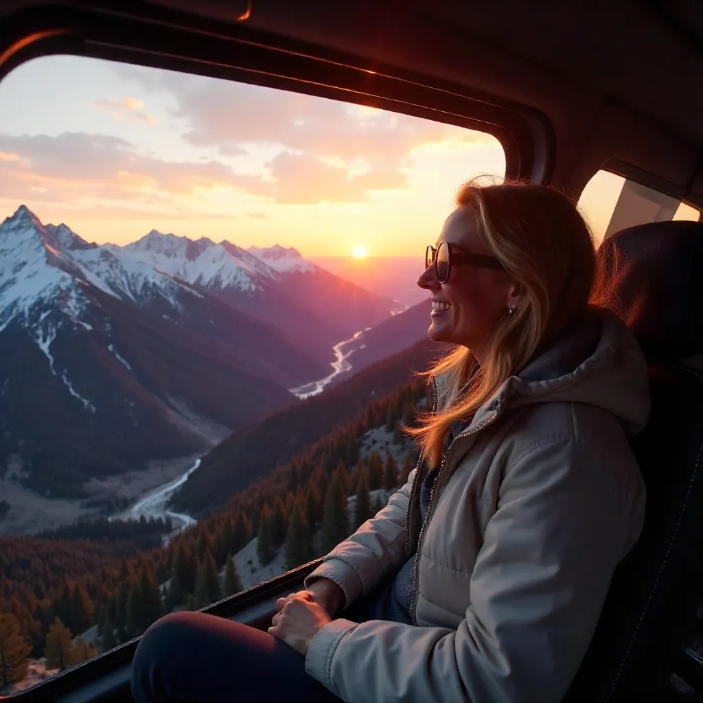 Sunset Helicopter Ride Over California Mountains