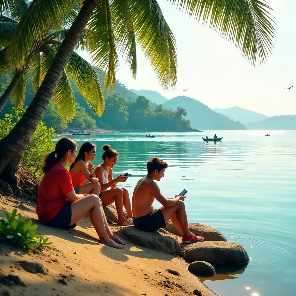 Youth by Goa Riverbank: Moments Captured in Nature