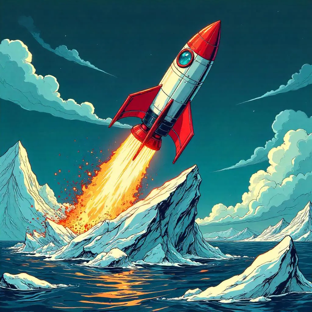 Rocket on a Floating Iceberg - Comic Splash