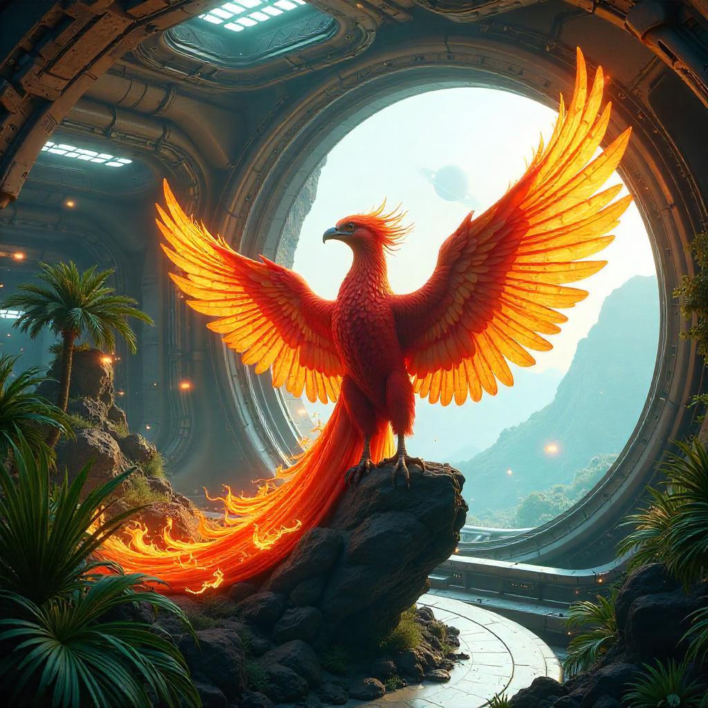Photoreal Phoenix in a Terraforming Station