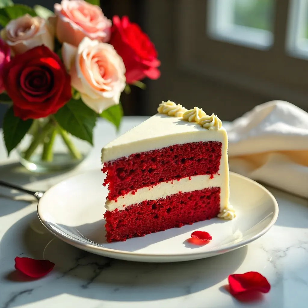 Elegant Red Velvet Cake with Roses for a Special Occasion