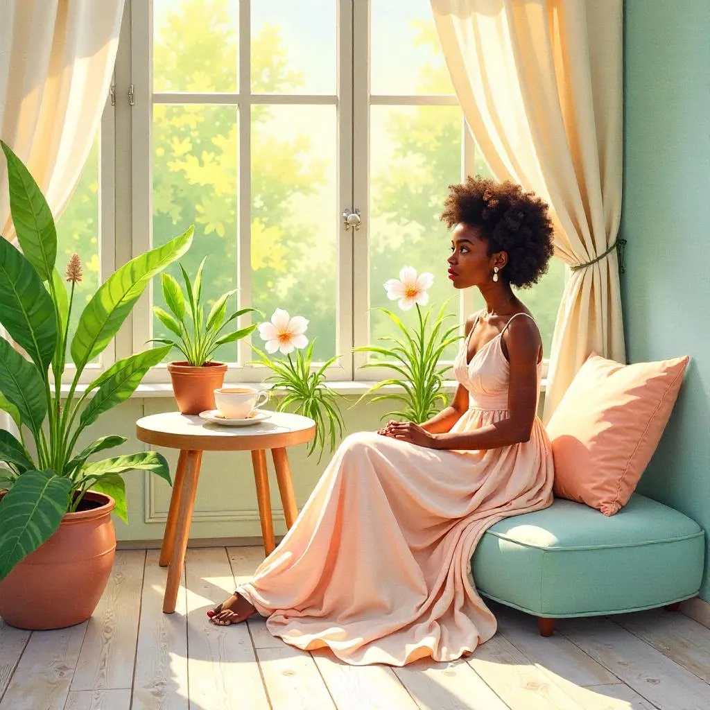 Sunlit Watercolor Elegance in a Sunroom