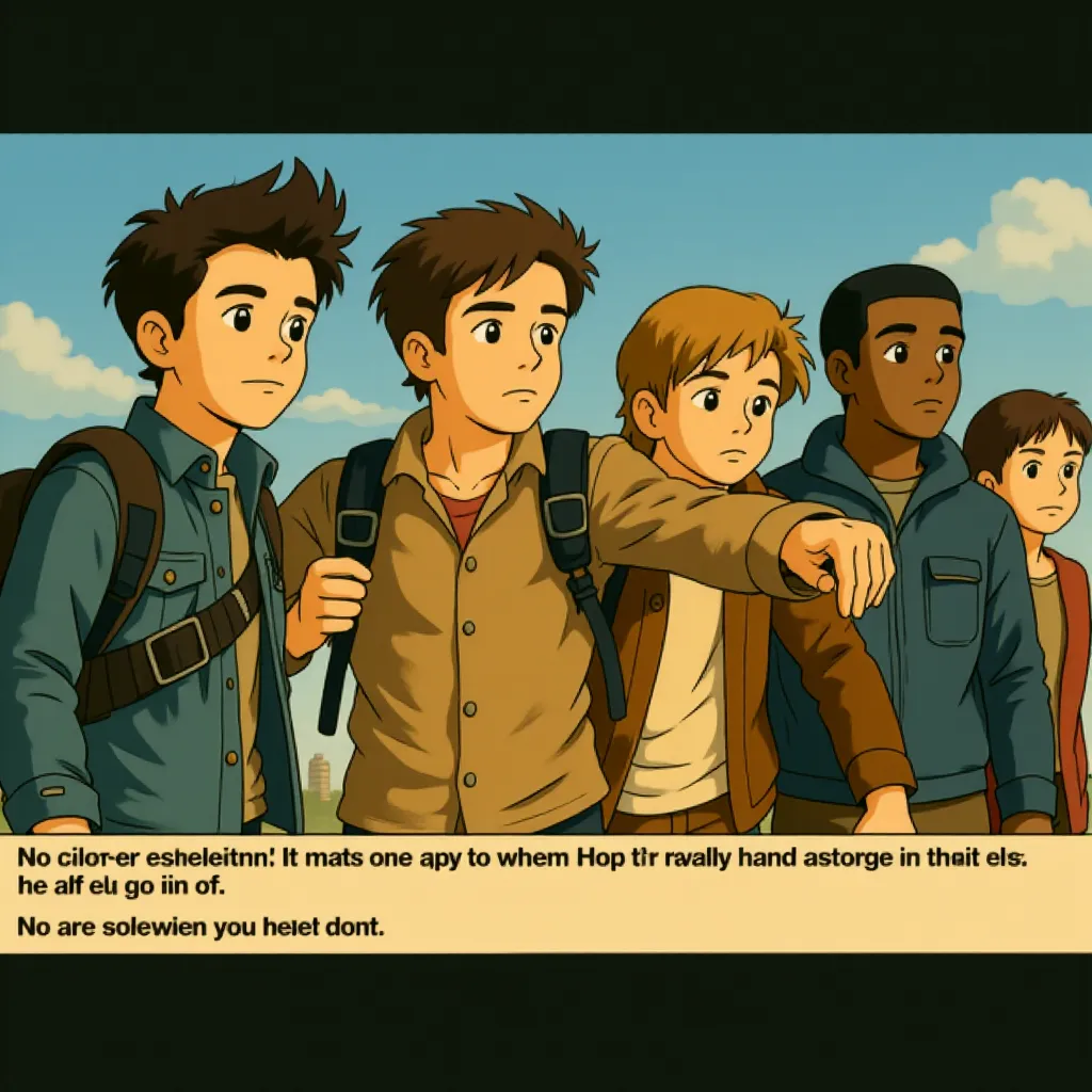 Thomas Brodie-Sangster, Kaya Scodelario, Dexter Darden, Dylan O'Brien, and Ki Hong Lee in Maze Runner: The Scorch Trials (2015) - Anime style