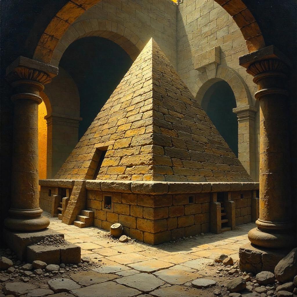 Pyramid in the Catacombs: An Oil Painting
