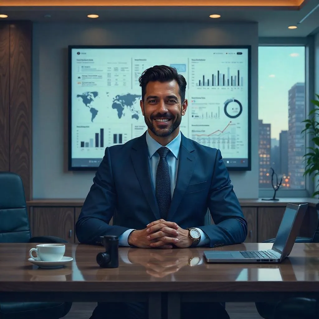 Professional Latino Executive in a Modern Boardroom