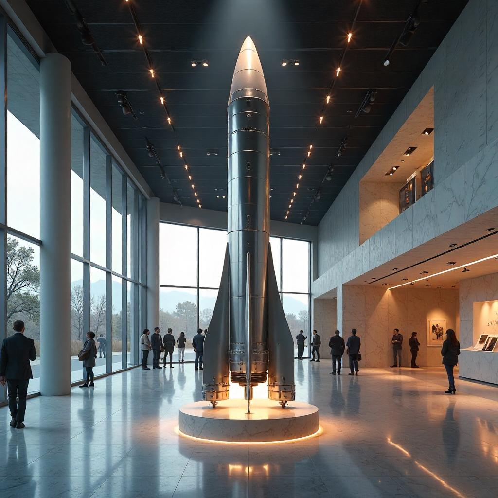 Spectacular 3D Rocket Exhibit in a Museum Hall
