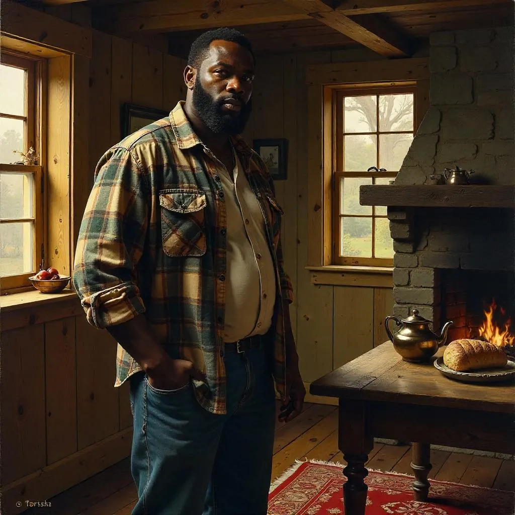 Strength in the Hearth: A Cottage Oil Portrait