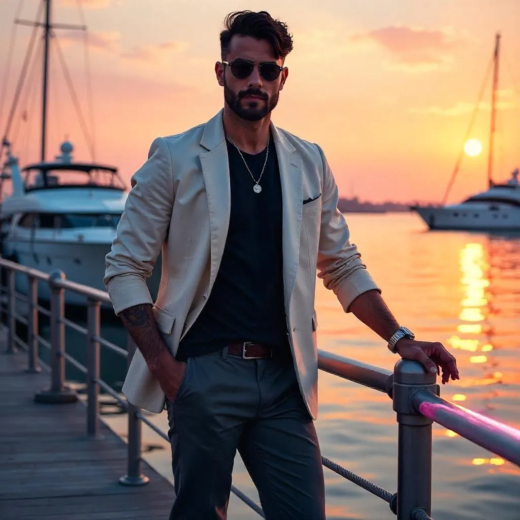 Stylish Latino Man at the Marina