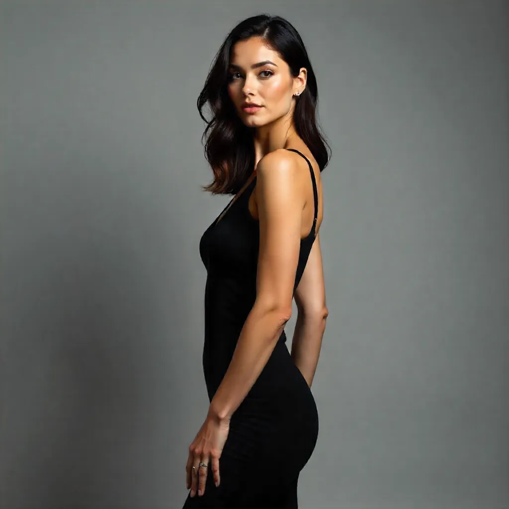 Studio-Lit Modern Fashion Portrait in Black Dress