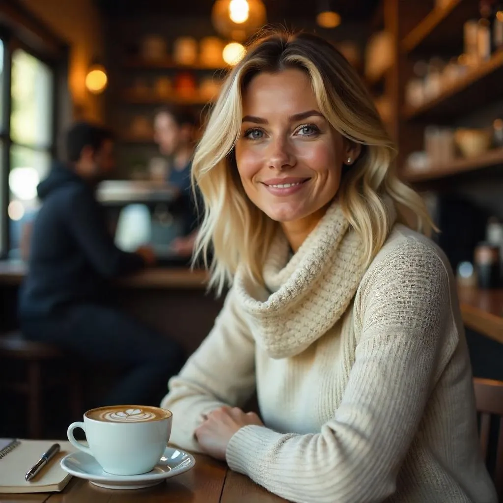 Cafe Portrait: Photorealistic White Woman