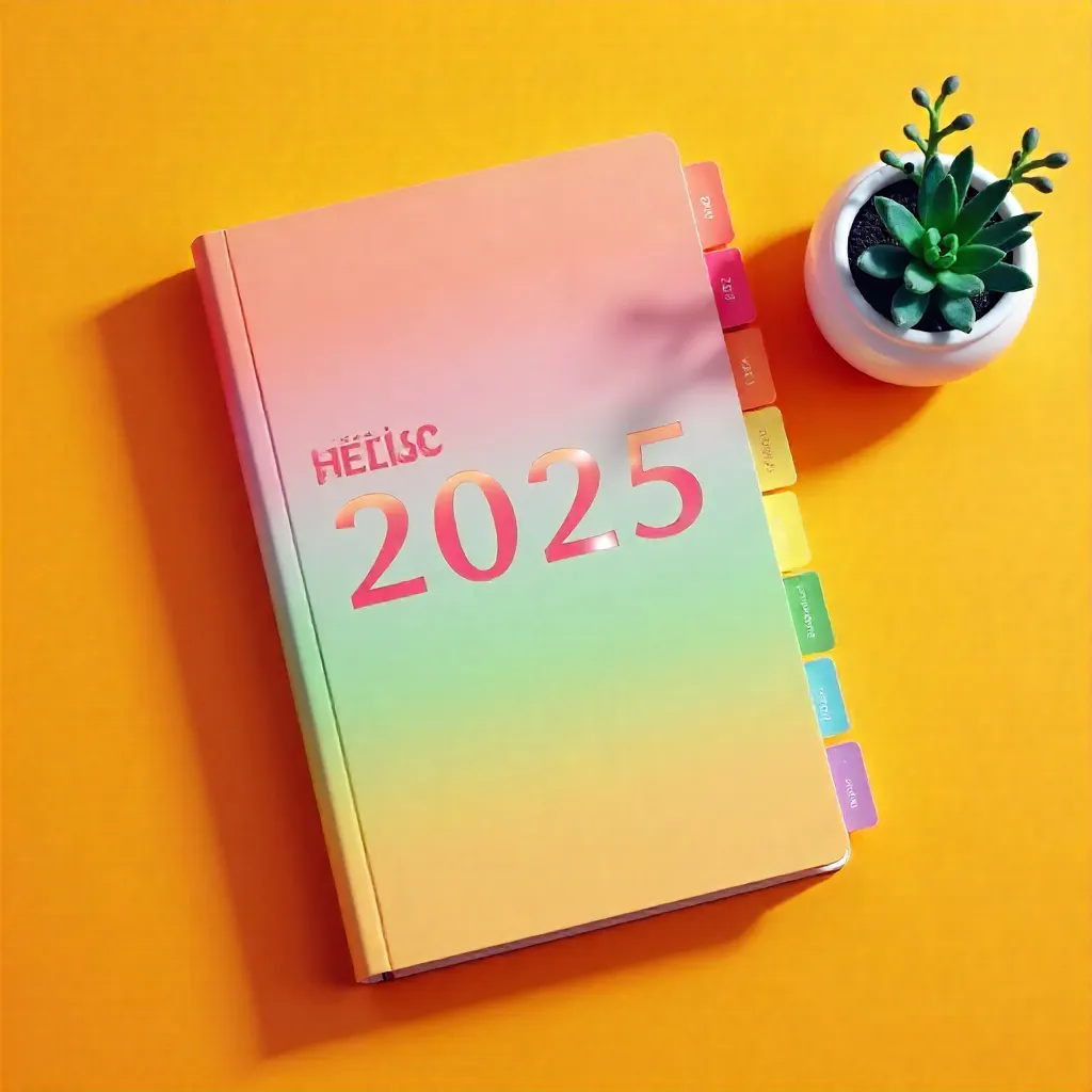 Vibrant 2025 Planner with Succulent on Orange