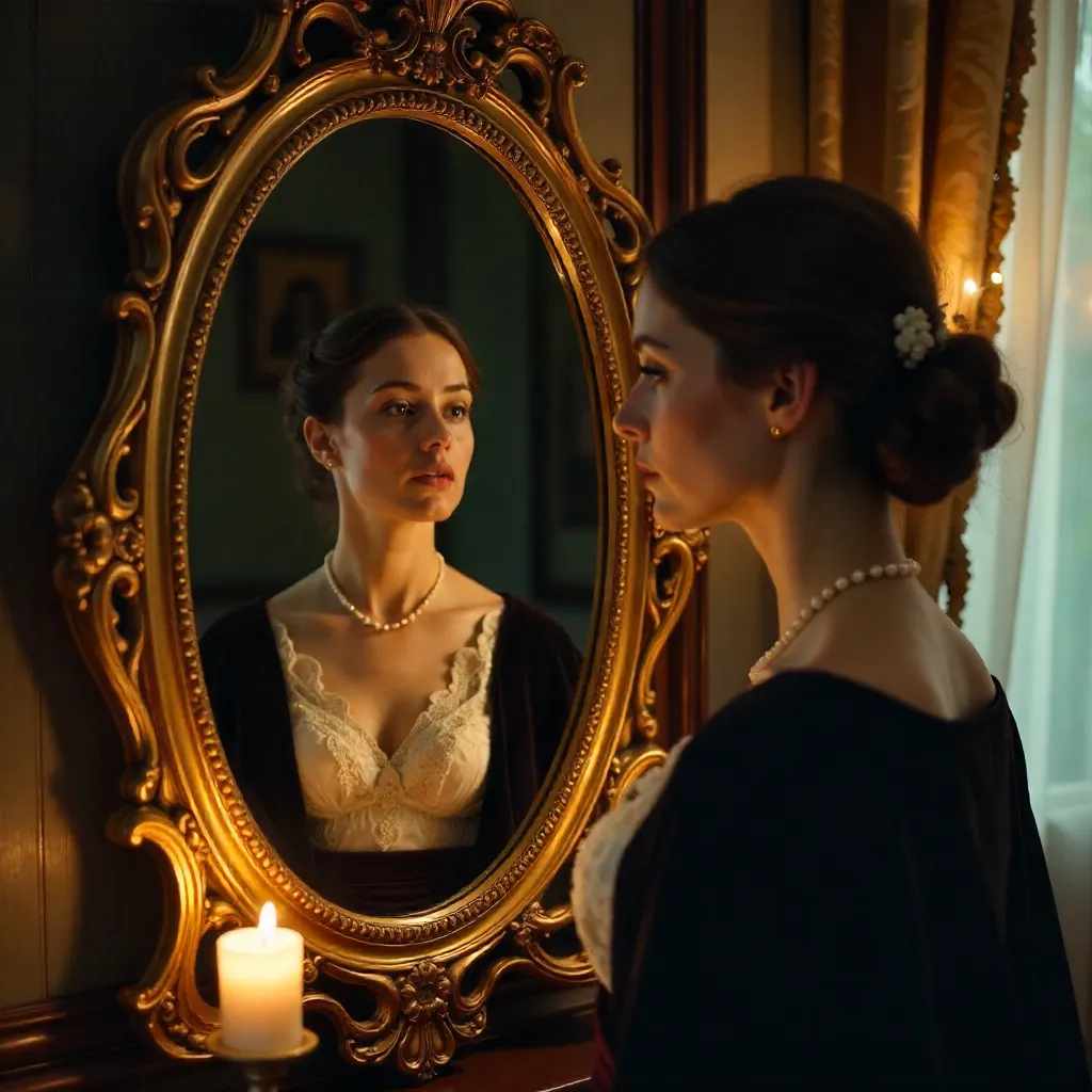Reflection in a Gilded Mirror: Vintage Portrait