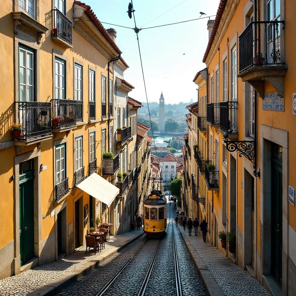 Lisbon Street View: Classic Architecture and Urban Life