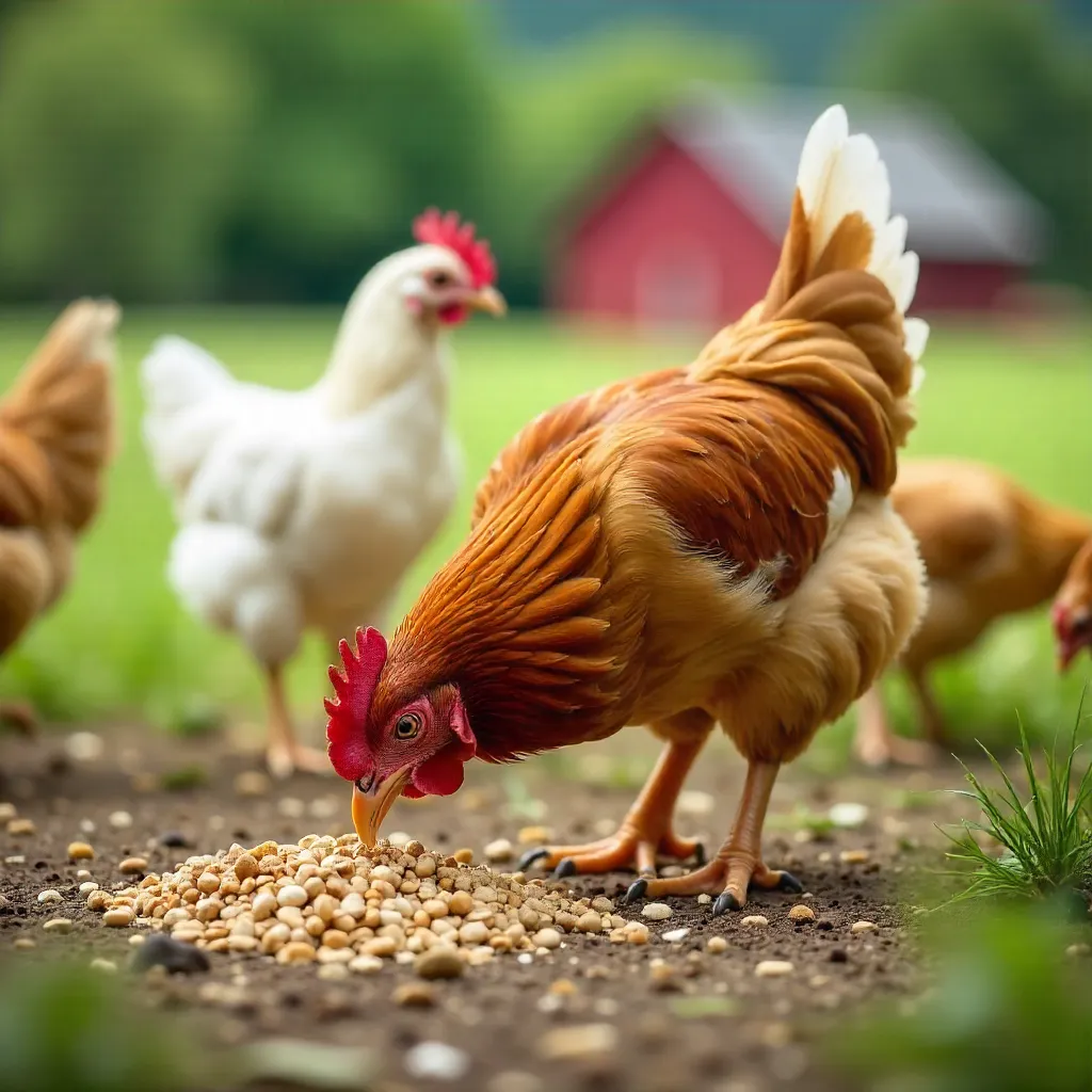 Sunny farm stock photo: chickens in natural light