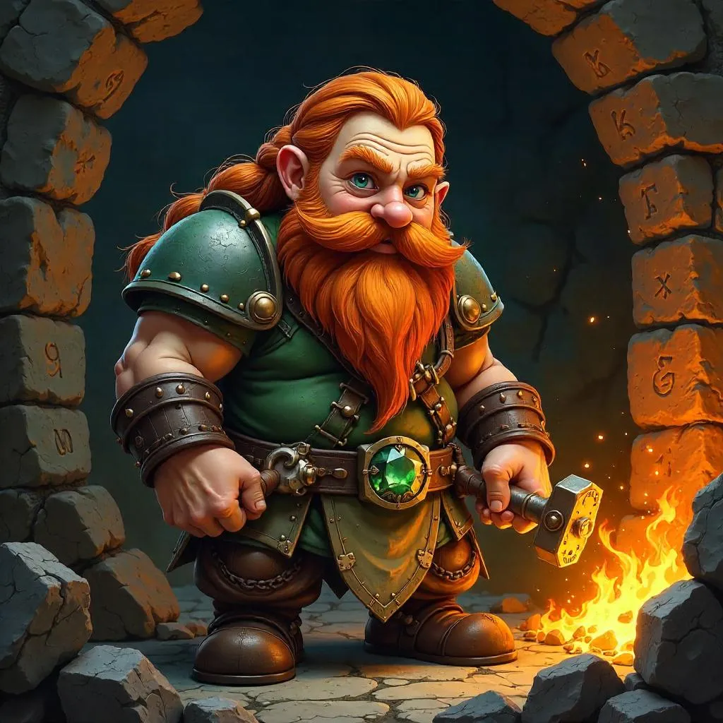 Anime Dwarf Portrait in Oil Painting Style