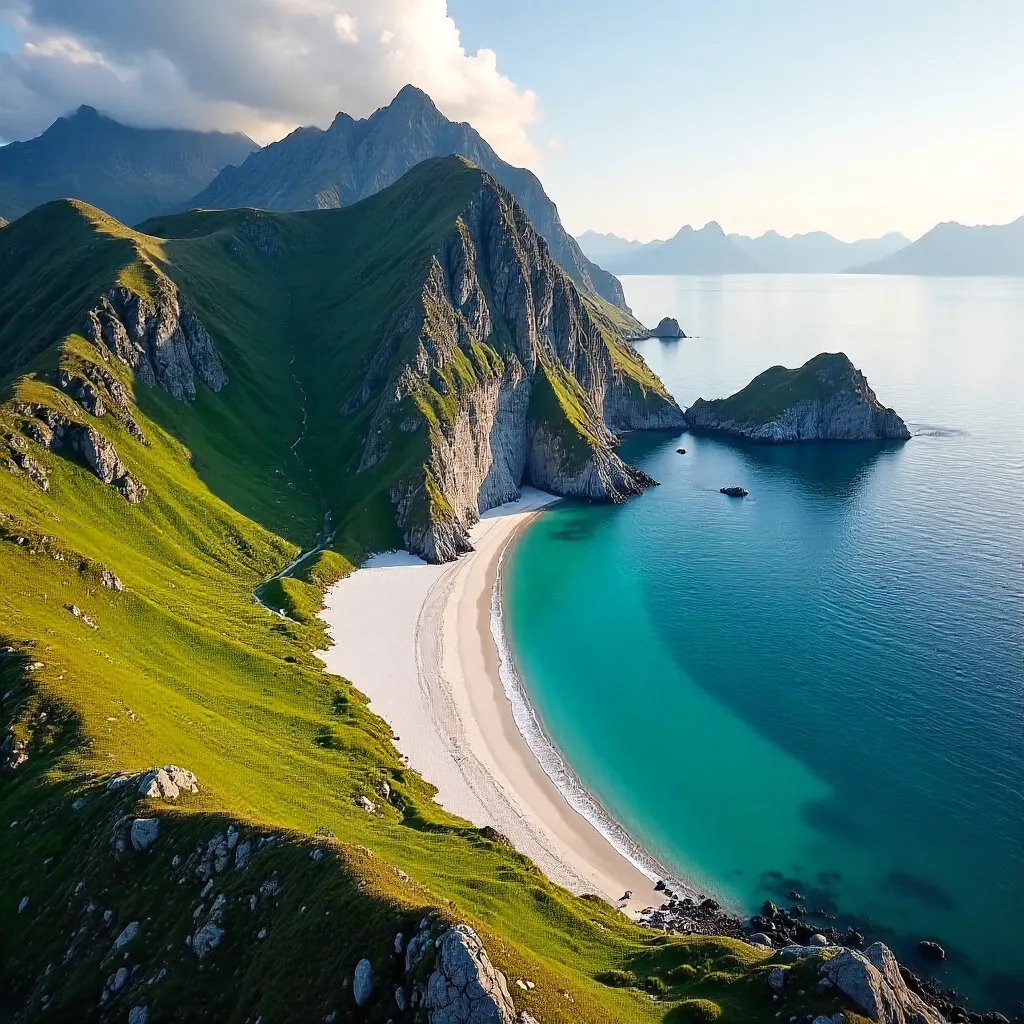 Aerial Majesty: Kvalvika Beach in Lofoten