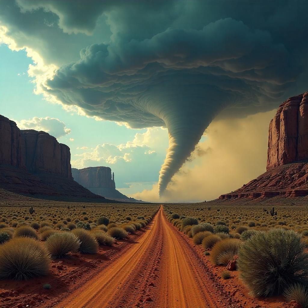 Tornado over Red Mesa: Photoreal Desert Scene