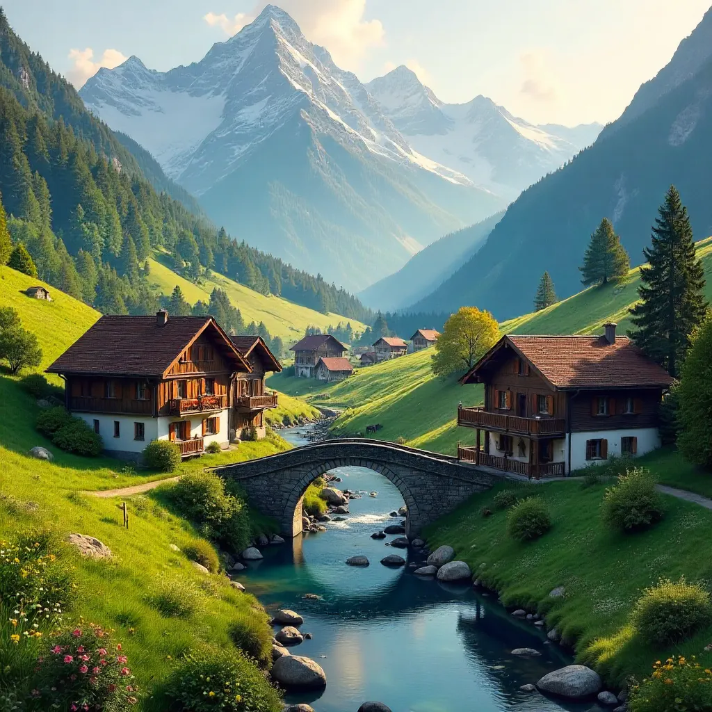 Serene Swiss Alpine Village Retreat in the Alps