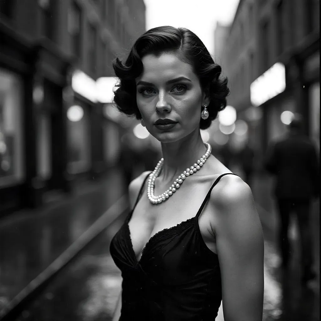 Noir Portrait of a Vintage City Woman