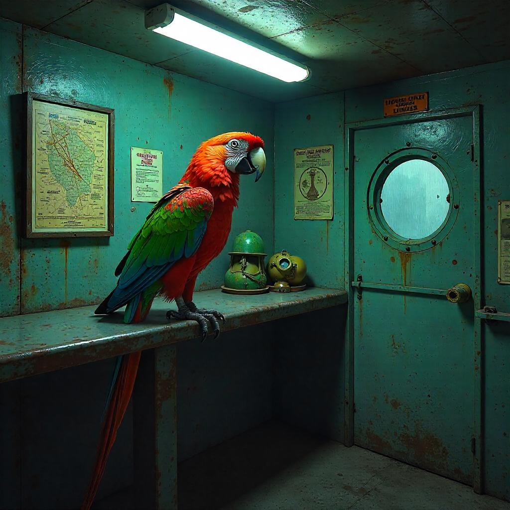Parrot in a Bomb Shelter: Digital Art Portrait