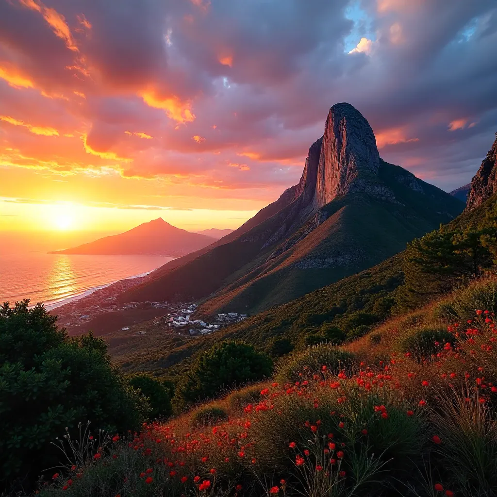 Sunset Vista Over Lions Head Mountain, Cape Town