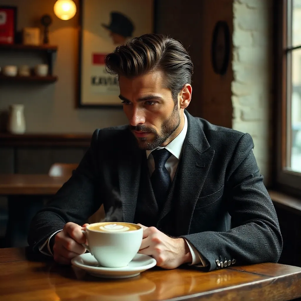 Latte Art and a Suit in a Slovakian Café