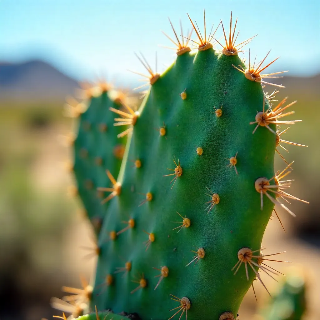 Macro Close-Up: Prickly Pear Pads in Sunlight
