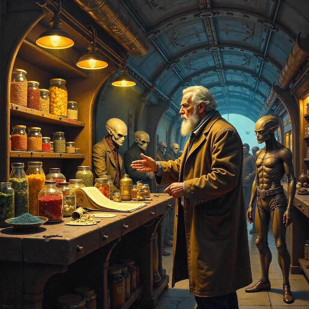 Oil Portrait of a Merchant on a Space Station