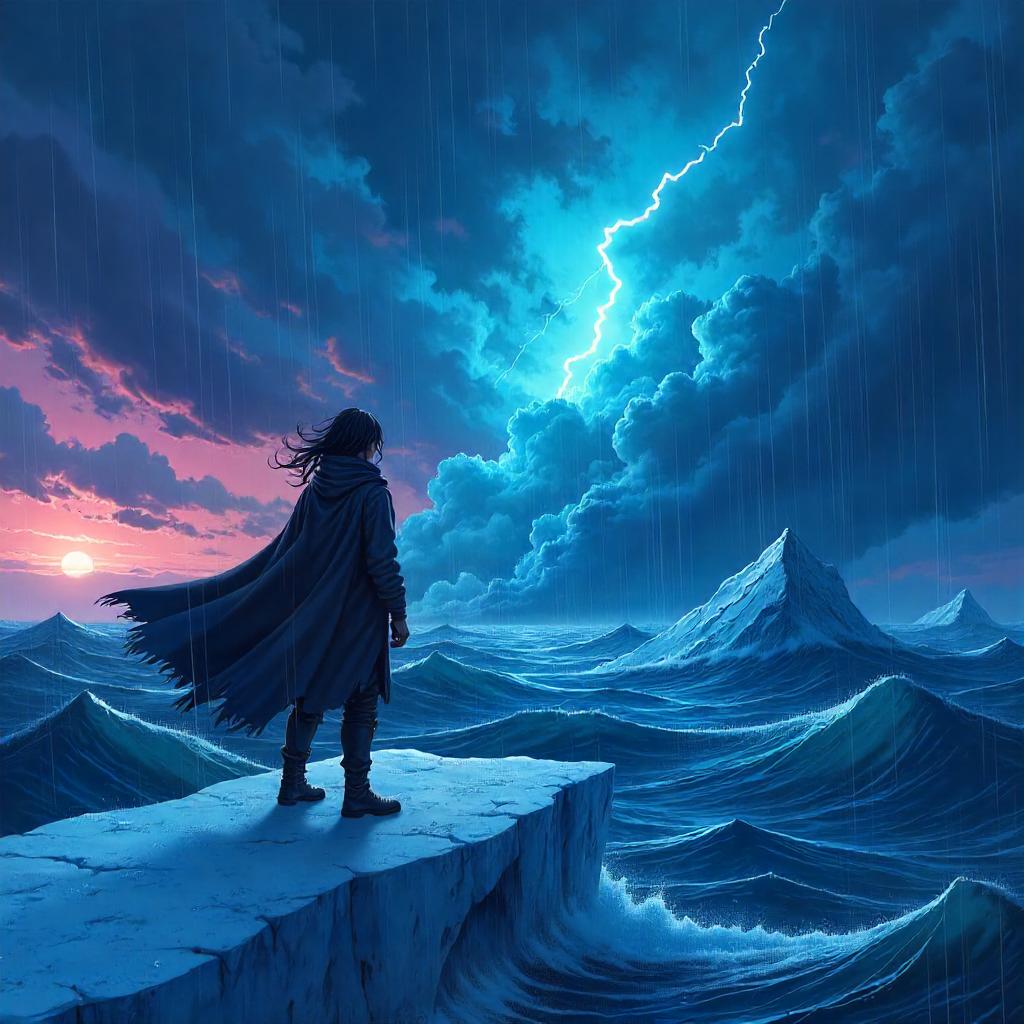 Storm on a Floating Iceberg - Anime Style