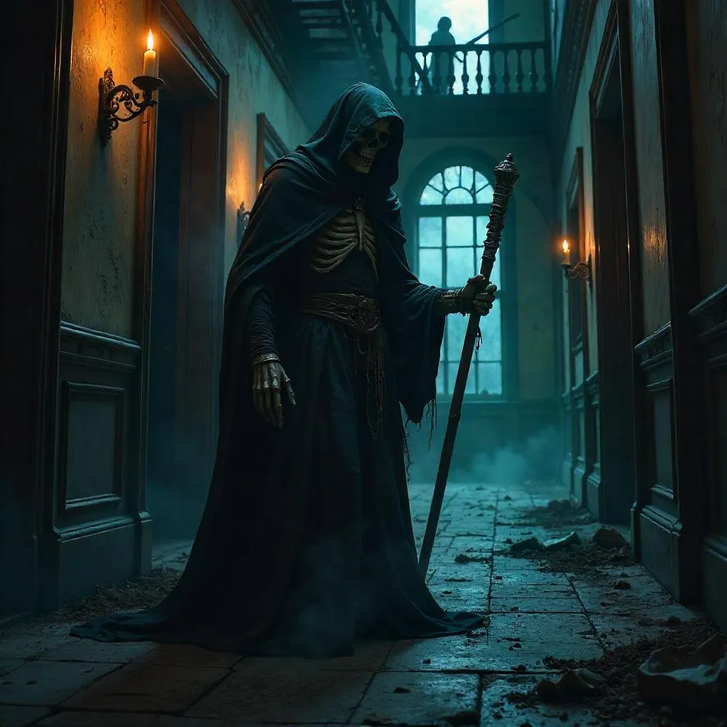 Grim Reaper in a Haunted House (Digital Art)