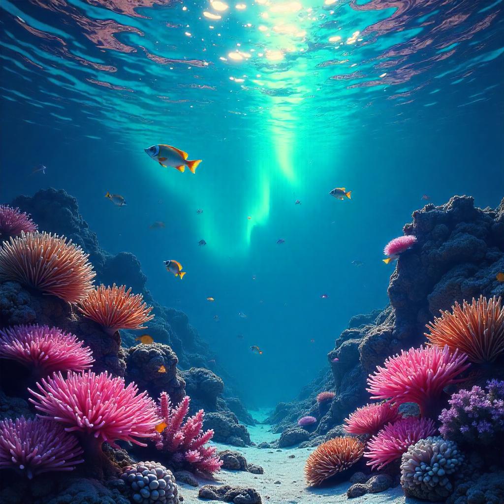 Aurora Over a Neon Coral Reef