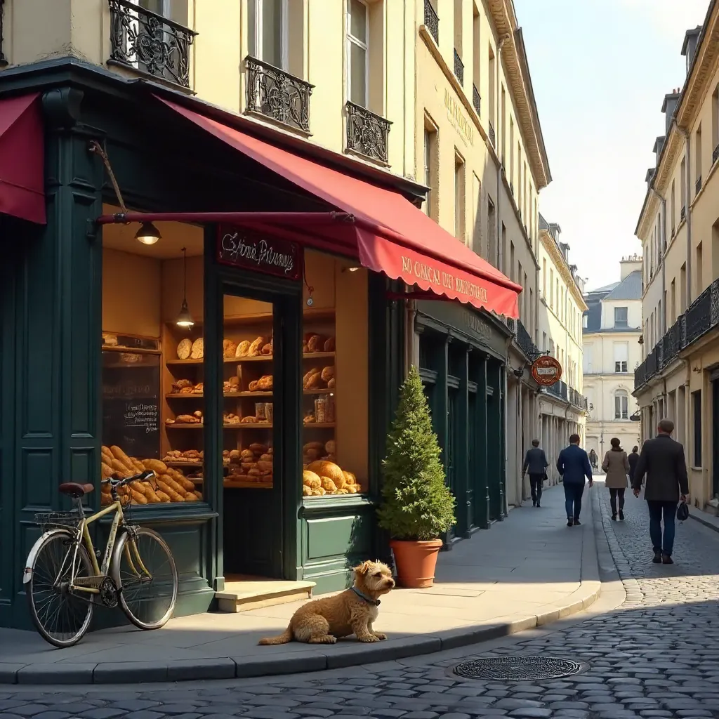Dog Outside a Parisian Bakery on Rue du Château-d'Eau
