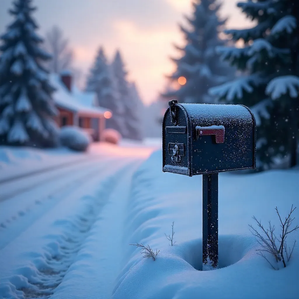 Frost-Kissed Mailbox in Quiet Winter Dawn