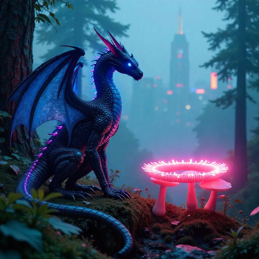 Neon Wyvern in a Fairy Ring