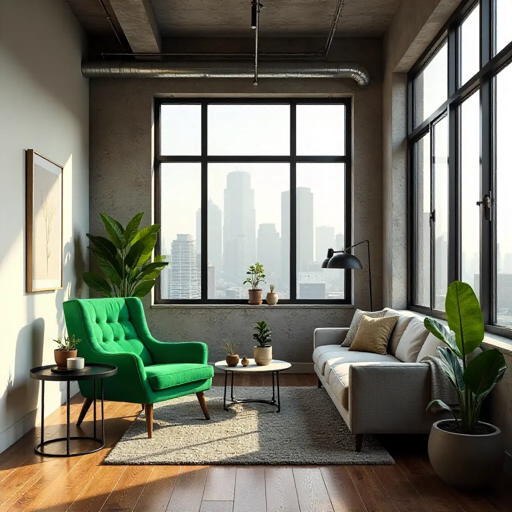 Cozy Seattle Loft: Green Chair and Plant Haven