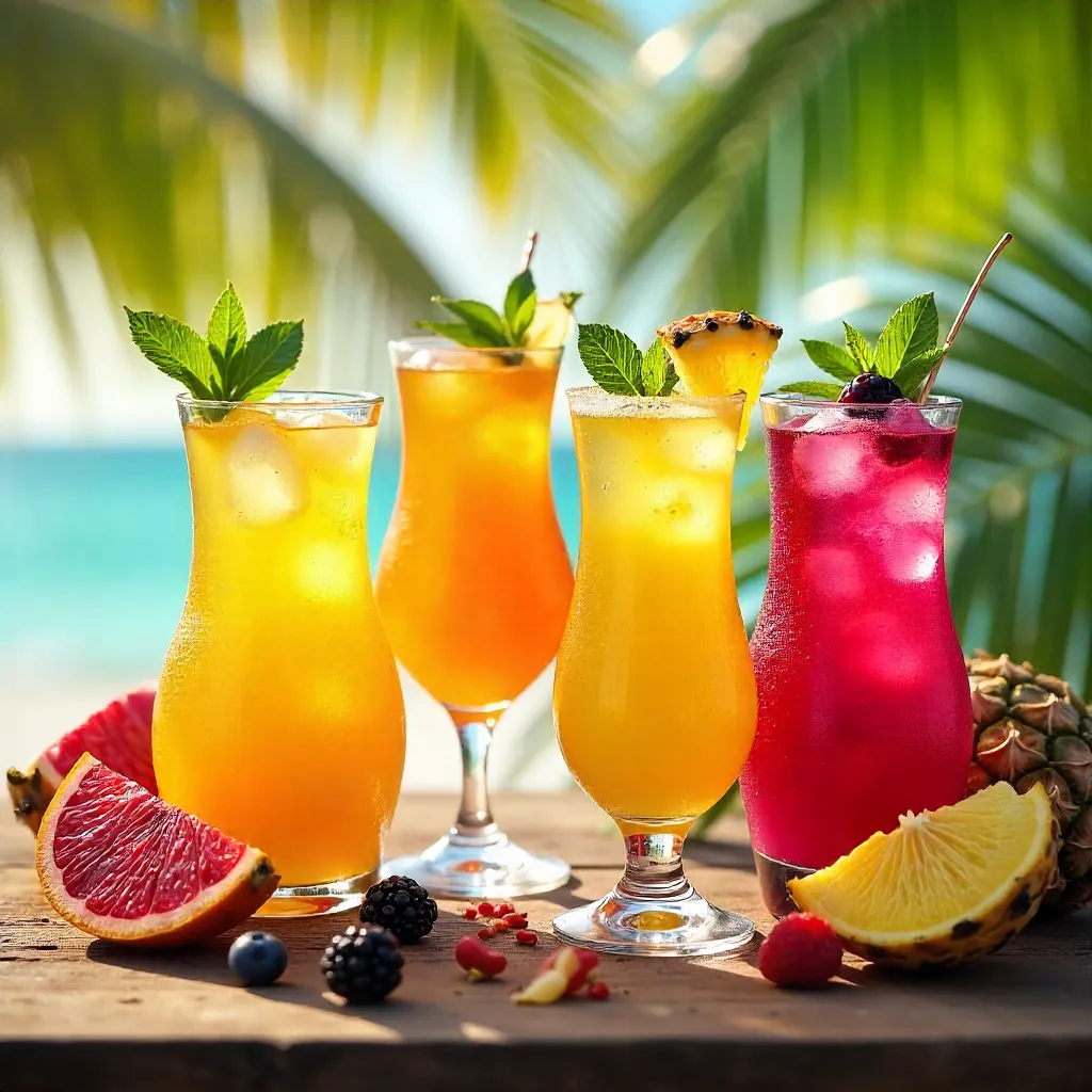 Vibrant Tropical Summer Cocktails with Fresh Fruits