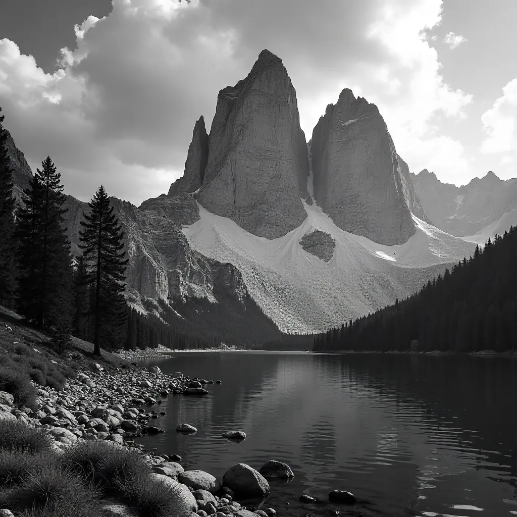 Monochrome Peaks of the Dolomites: Rugged Majesty